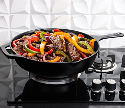 12-Inch Pre-Seasoned Cast Iron Skillet, Heavy-Duty Frying Pan for Oven & Grill