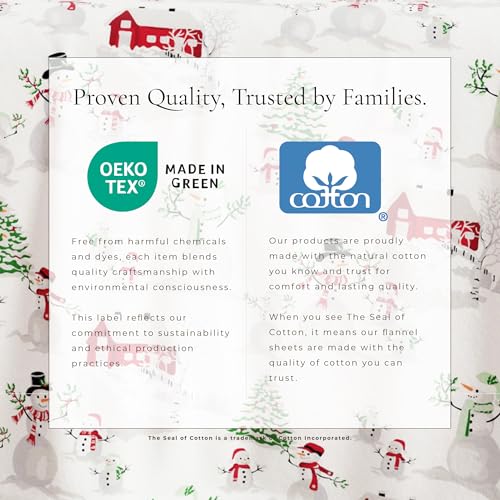 Great Bay Home California King Christmas Flannel Sheet Set - 100% Turkish Cotton, Double-Brushed, Winter Wonderland