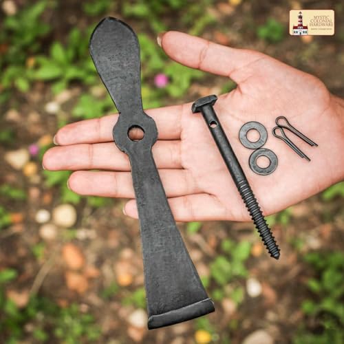 7-Inch Hand Forged Iron Shutter Dogs, Rustic Black Holdbacks Set of 2