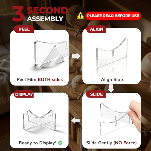 6-Pack Clear Acrylic Baseball Display Stand Holder for Sports Collectibles