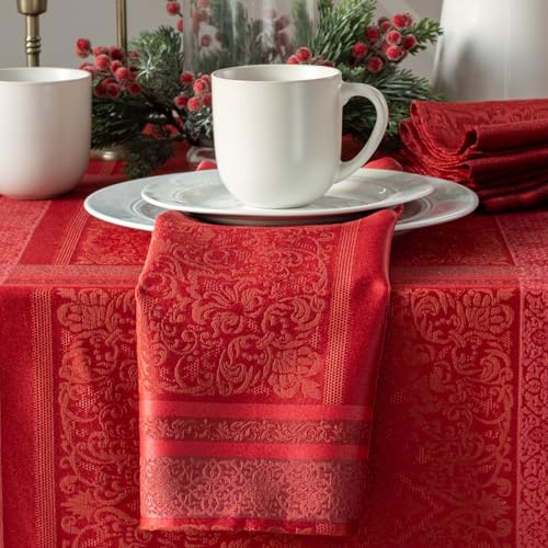 Benson Mills Ravenna Jacquard Red Napkin Set of 4 - 18x18 Inches