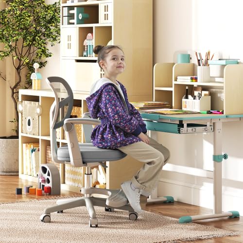 Ergonomic Kids Desk Chair with Adjustable Height, Footrest and Flip-up Arms