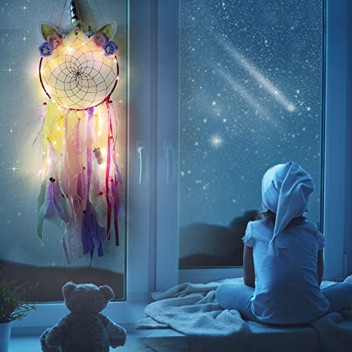 LED Lighted Unicorn Dream Catcher Wall Decor for Kids Bedroom