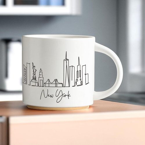 COLLECTIVE HOME - Skyline Ceramic Mug, Coffee Cup, Landscape Cups, 15 oz Tea Mugs, Elegant Personalized Mug with Gift Box, Luxurious Cups for Office and Home (New York)