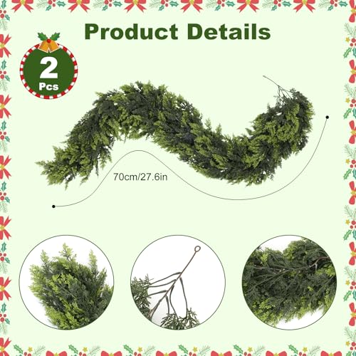 Real Touch 6 FT Cedar Garland - Thick Faux Christmas Greenery for Mantel