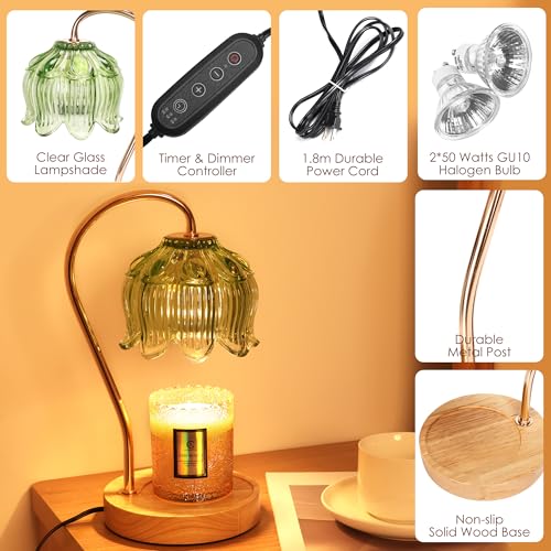 Candle Warmer Lamp with Timer & Dimmer - Floral Design