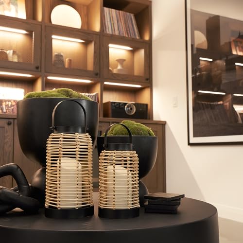 Natural Rattan Lanterns Set of 2 - Chic Boho Decor for Home