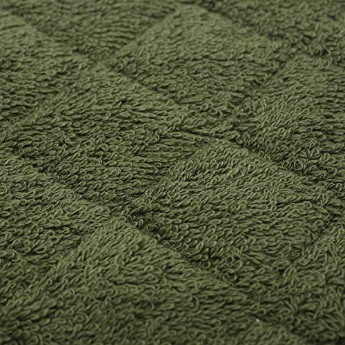 Cotton Terry Pot Holder Set of 5 - Heat Resistant Olive Green Hot Pads