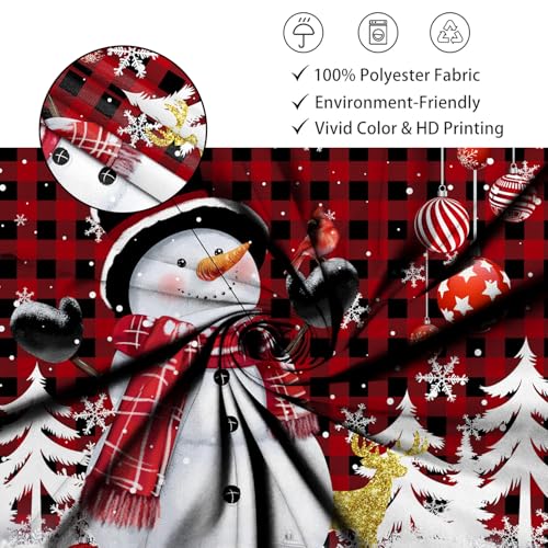 Pnylzzyxh Christmas Snowman Shower Curtain 72x72 inches Waterproof Red White