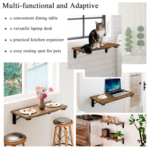 Wall Mounted Folding Table, Space-Saving Floating Desk for Small Spaces