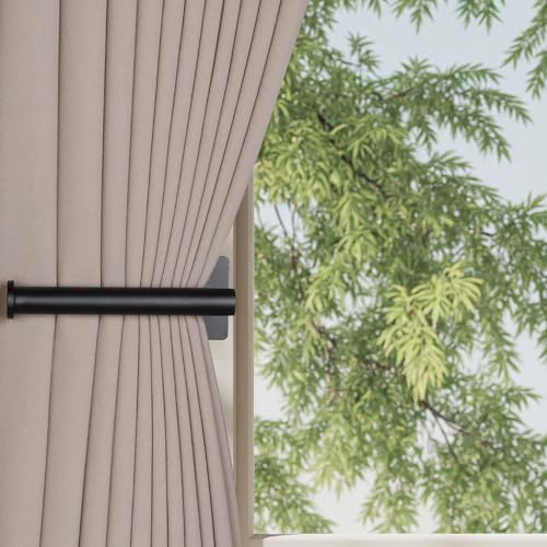 2-Pack Stainless Steel Curtain Holdbacks, Adhesive or Screw-In Wall Hooks