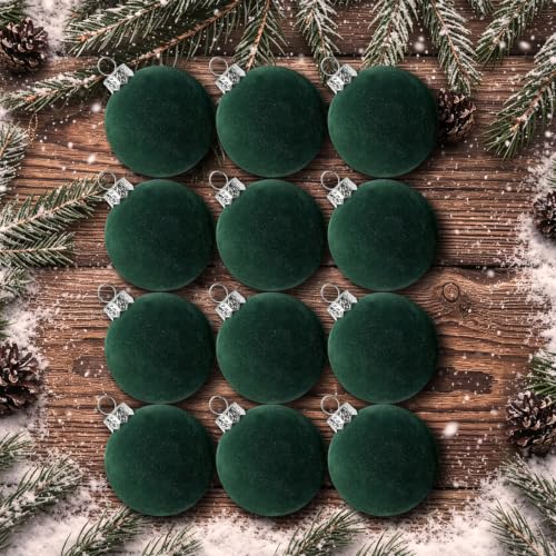 12 Pcs Christmas Tree Decorations Velvet Ornaments (Green)