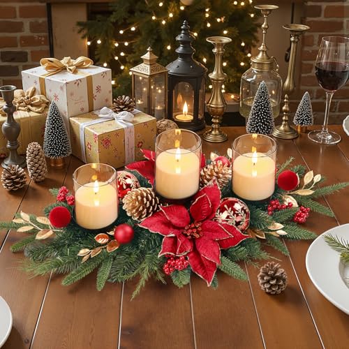 28-Inch Christmas Table Centerpiece Candle Holder with 3 Trays