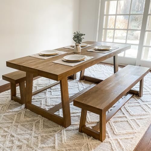 72-Inch Solid Wood Farmhouse Dining Table - Rectangular Kitchen Table