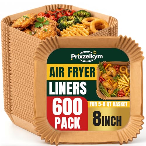 600Pcs 8-Inch Square Air Fryer Disposable Paper Liners, Non-Stick Parchment