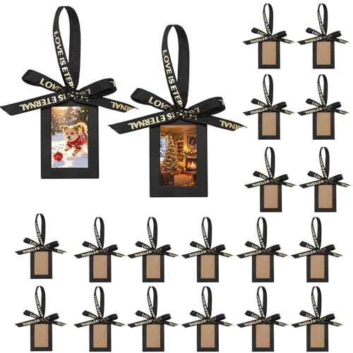 20 Pack Black Hanging Mini Picture Frames for Xmas Tree Wall Decor