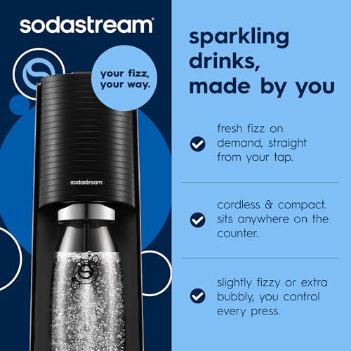 Sparkling Water Maker Bundle with 2 CO2 Cylinders & 3 Bottles - Black