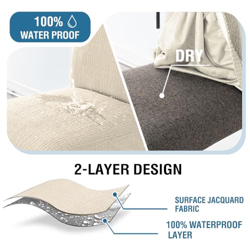 100% Waterproof Stretch Barstool Slipcovers Set of 4 - Ivory