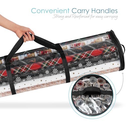 Clear Wrapping Paper Storage Container Holds 14 Rolls up to 40 Inches