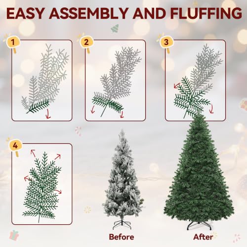DWVO 9ft Green Spruce Artificial Christmas Tree with 2028 Tips