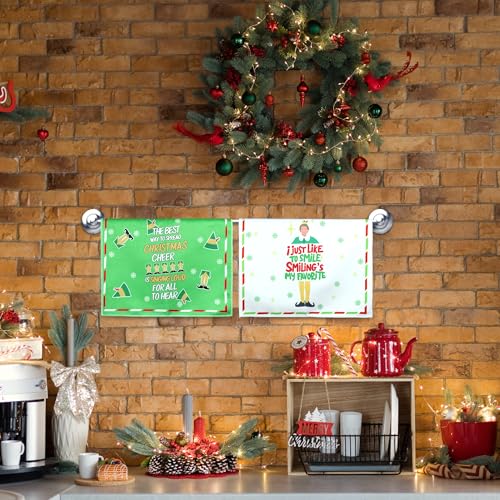 ZIOSINM Buddy the Elf Christmas Kitchen Towels 2 Pack - Fun Holiday Dish Towels