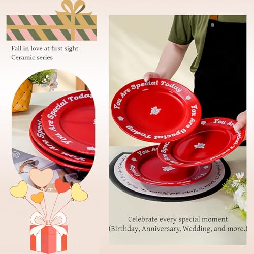 You Are Special Today Red Ceramic Celebration Plate, 10.63-Inch
