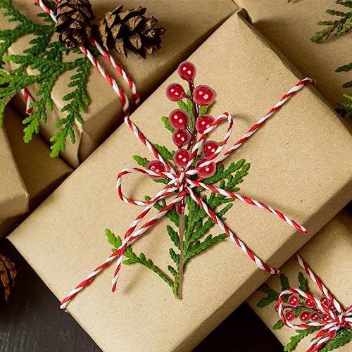 LLZLL Red Artificial Holly Berry Stems 6.5 Inch Christmas Tree Decorations, Pack of 32