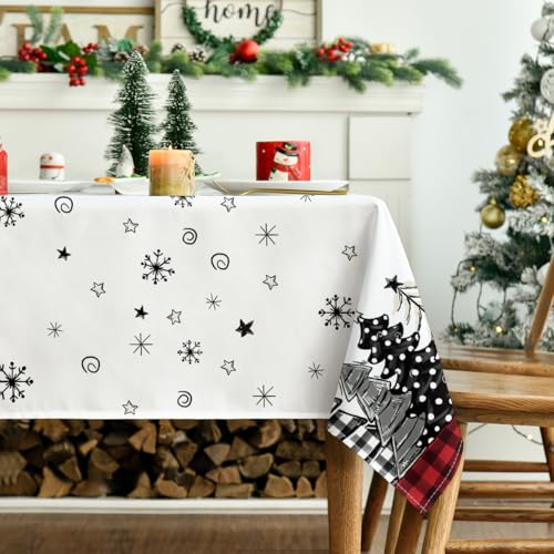Horaldaily Christmas Tablecloth 60 x 140 Rectangular with Trees, Red
