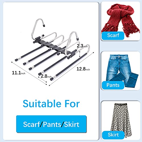 5-Tier Space-Saving Pants Hangers 2-Pack for Closet Organization