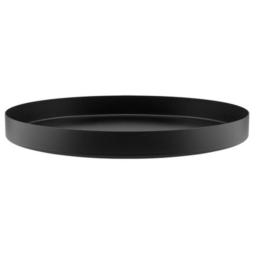 SENJEOK 2PCS 12 Inch Black Metal Round Trays, Stainless Steel Decorative Serving Tray, Round Candle Tray Holder for Jewelry, Accessories, Coffee Table