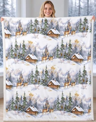 Feelyou Elk Printed Sherpa Blanket 50x60 Throw - Multi 935 Kids & Teens Gift Sofa Warm