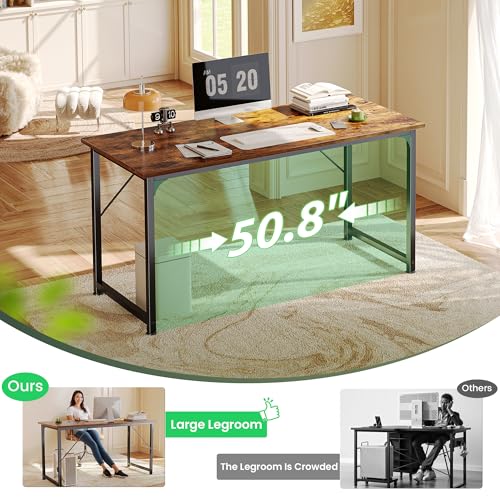 55-Inch Computer Desk - Modern Home Office Writing Table, Rustic Brown