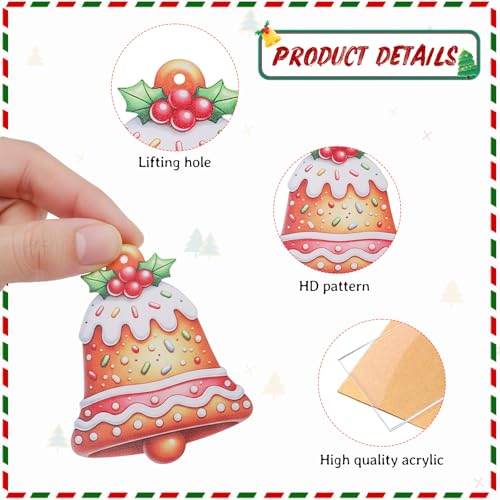 Style4 10Pcs Gingerbread Bell Acrylic Ornaments, 2D Flat Xmas Tree Decorations