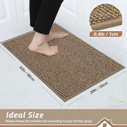 Non-Slip Kitchen Rug 20"x32" - Absorbent Machine Washable Floor Mat (Taupe)