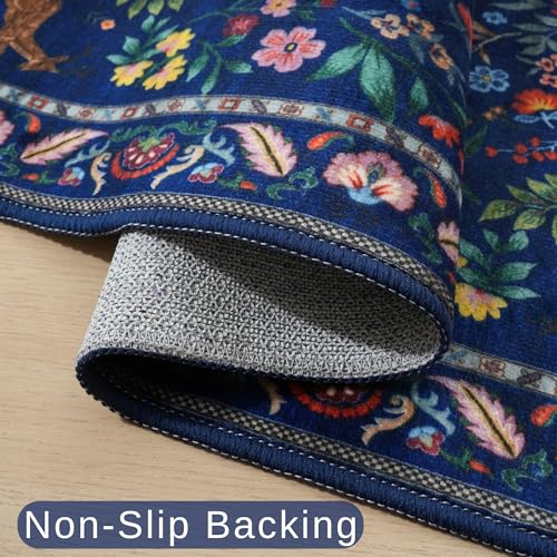 Washable Floral Runner Rug 2'6" x 8' Non-Slip Soft Kitchen Hallway Carpet