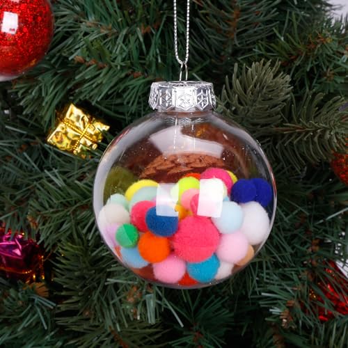 Clear Fillable Plastic Ornament Balls 12-Pack (3.15 Inch / 80mm) for DIY Crafts