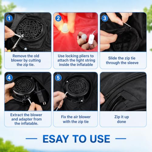 Suonncudst Black 12V 1.5A Inflatable Fan & 2.0A Power Adapter with 9 LED Lights