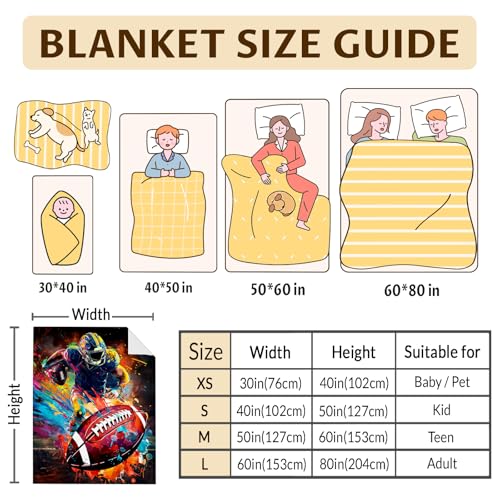 Homexzdiy Brown Kids Blanket 50x60 Inches Cozy Football Throw for Teens & Boys