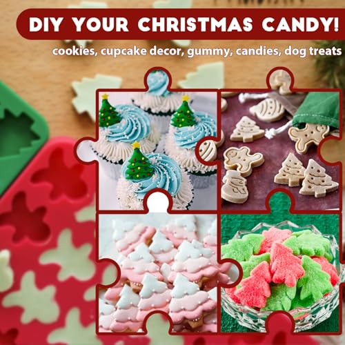Christmas Mini Candy Molds (2x 76 Cavities) Gingerbread Man & Xmas Tree Silicone Set
