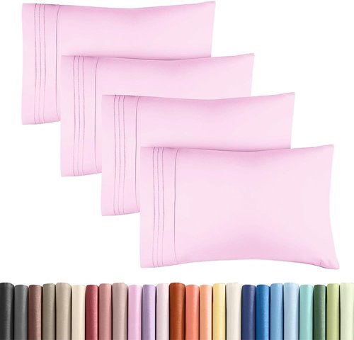 King Standard Pillow Cases - Soft Hotel Quality Covers for Comfy Bedding | 4-Piece Set in Light Pink