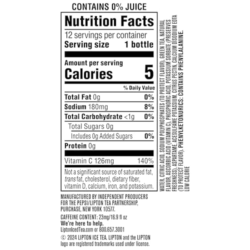Zero Sugar Green Tea Citrus Iced Tea - 16.9 fl oz Bottles (12 Pack)