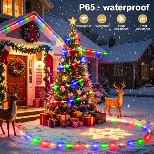 33ft Solar Rope Lights, 100 LED Waterproof Outdoor String Lights