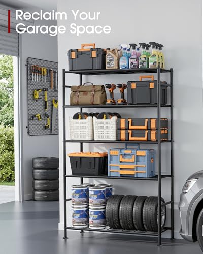 5-Tier Heavy Duty Metal Storage Shelves Organizer, 33" W x 72" H