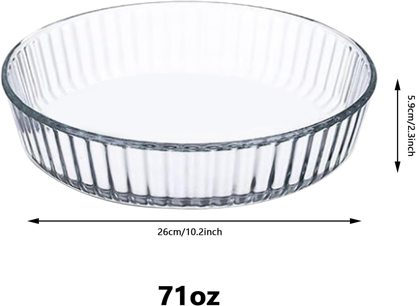 Skiennix 10-Inch Glass Deep Pie Dish - Durable Clear Baking Pan for Perfect Quiches & Pies