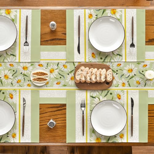 Artoid Mode Eucalyptus Leaves Daisy Vase Placemats for Dining Table,