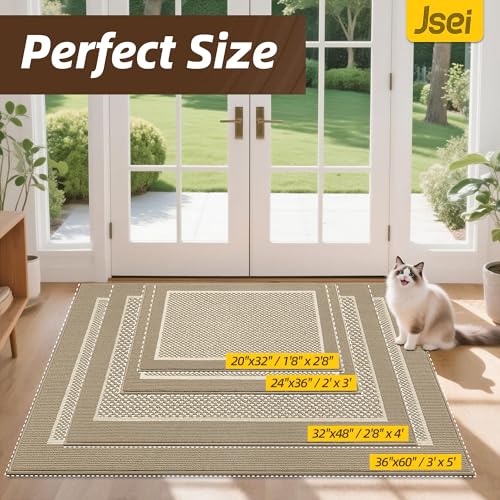 Dirt Trapper Door Mat 24"x36", Non-Slip Washable Entryway Rug, Beige