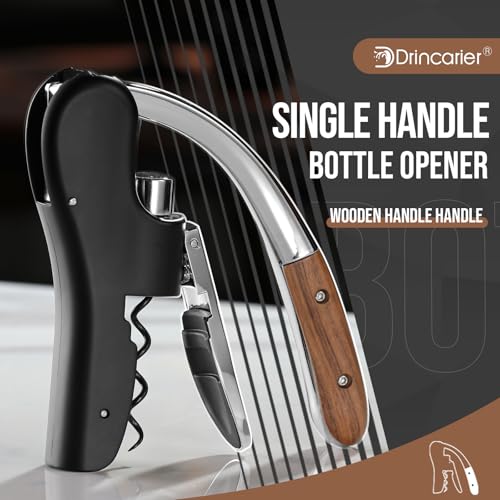 Walnut Wood Handle Vertical Lever Corkscrew Wine Opener with Foil Cutter