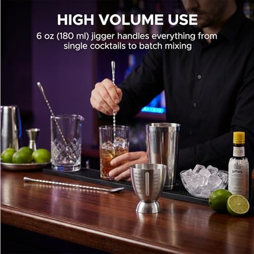 FdcLixuvol 6 Oz Stainless Steel Cocktail Jigger with Graduated Measurements