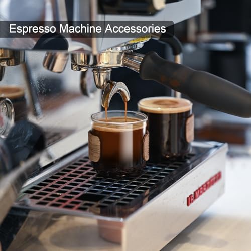 PARACITY 5 oz Espresso Shot Cups Set of 2 with Wooden Ring - Heat-Resistant Borosilicate Glass