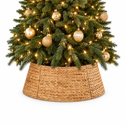 YCICI 24 Inch Woven Water Hyacinth Christmas Tree Collar Rustic Farmhouse Tree Stand Cover